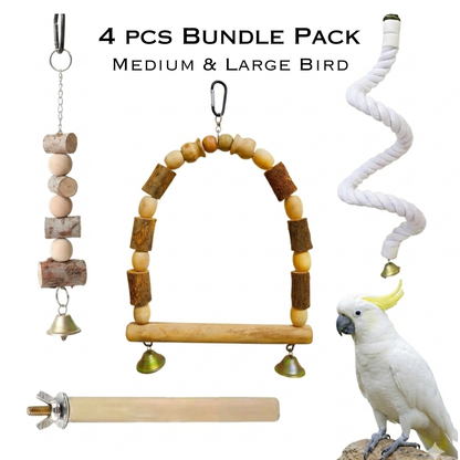 4 PCS Bundle Pack – Premium Bird Accessories for Medium & Large Parrots