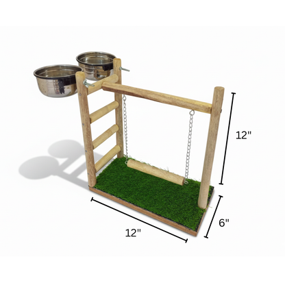 Outdoor Bird Activity Stand with Swing & Dual Feeding Bowls