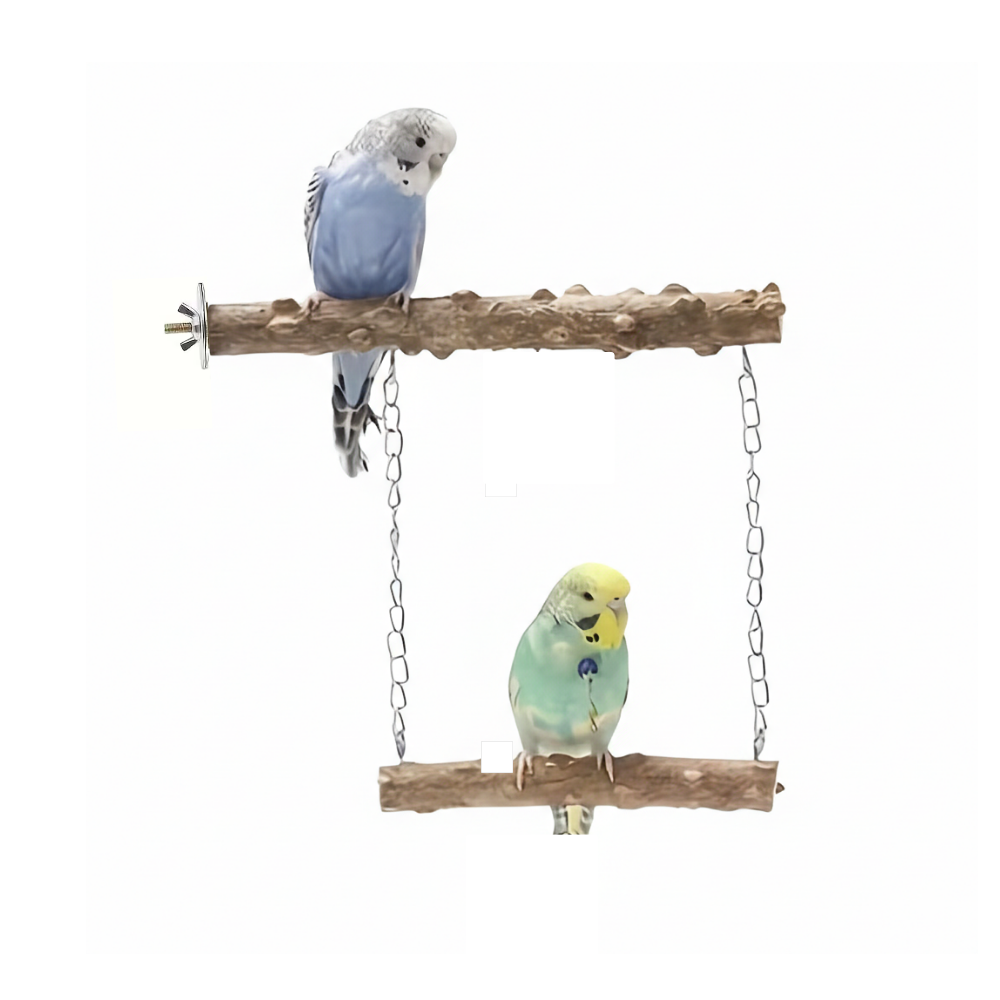 Double Step Natural Wooden Bird Swing – Hanging Perch for Small Parrots