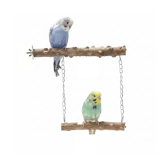 Double Step Natural Wooden Bird Swing – Hanging Perch for Small Parrots