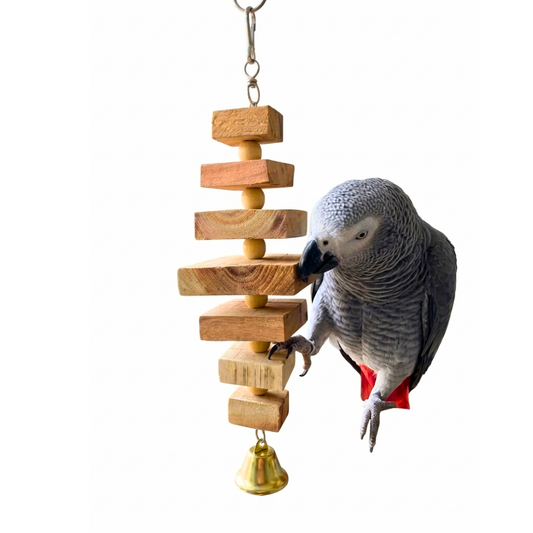 Compact Cubic Wooden Birds Shredder Toy with Bell