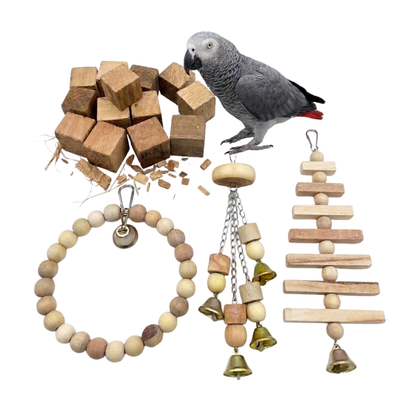 4 Pcs Birdy Bundle Pack for Ringneck Raw & African Grey