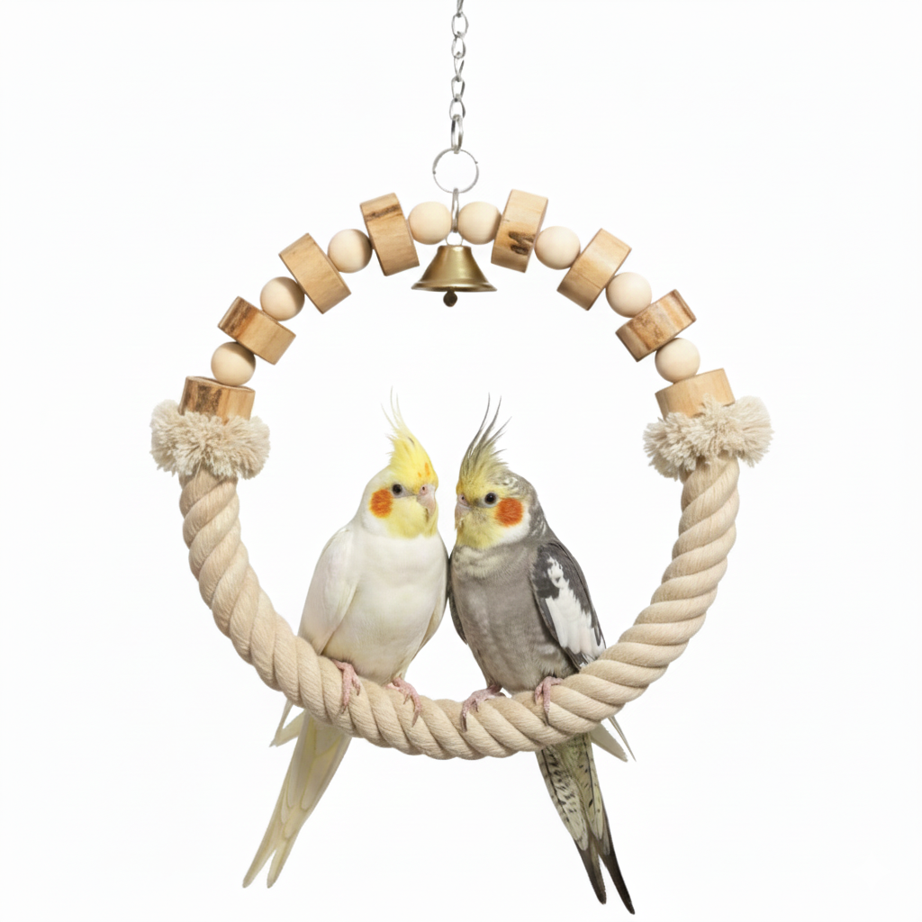 Ring-Shape Bird Swing for Ringnck & Small Conures– Comfortable Hanging Perch Toy
