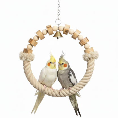 Ring-Shape Bird Swing for Ringnck & Small Conures– Comfortable Hanging Perch Toy