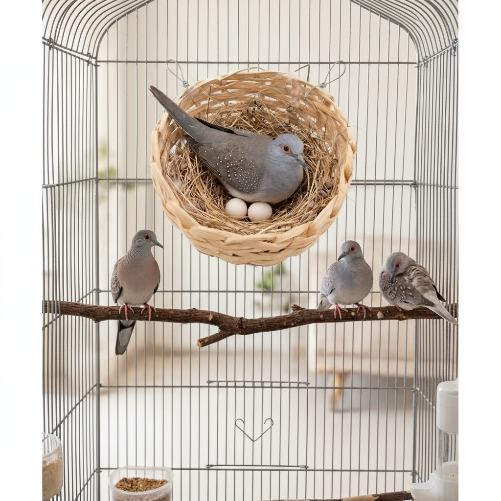 Half Covered Bamboo Nest for Doves & Canaries - Hangable Birds Breeding Basket