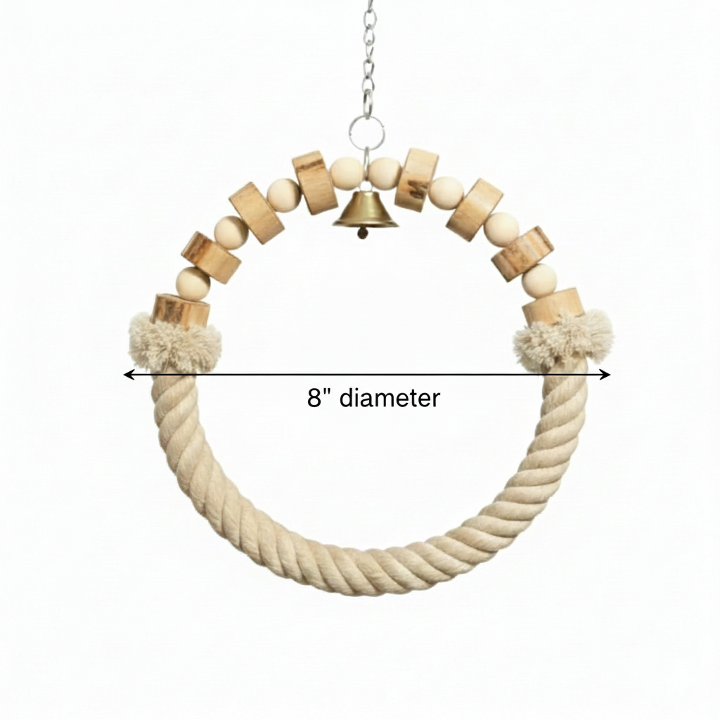Ring-Shape Bird Swing for Ringnck & Small Conures– Comfortable Hanging Perch Toy