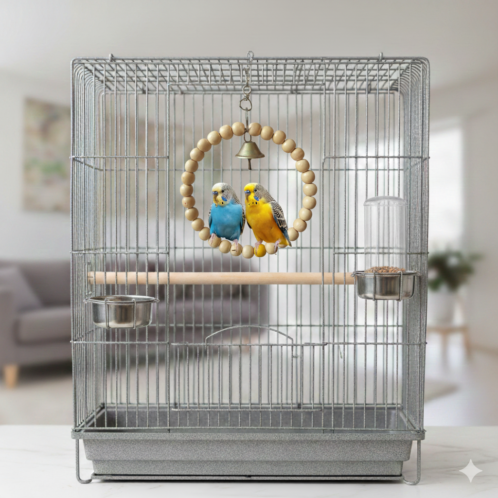 Eco-Friendly Round Bird Jhoola – Durable Circular Wooden Perch Swing