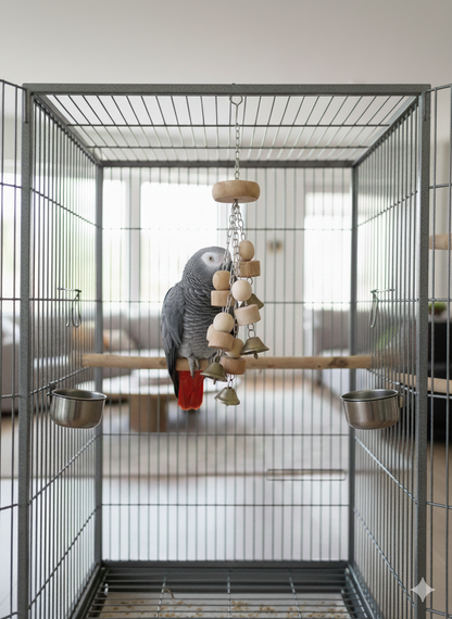 Premium Multi-Chain Bird Play Set – Heavy Duty Hanging Toy with Bells for Parrots