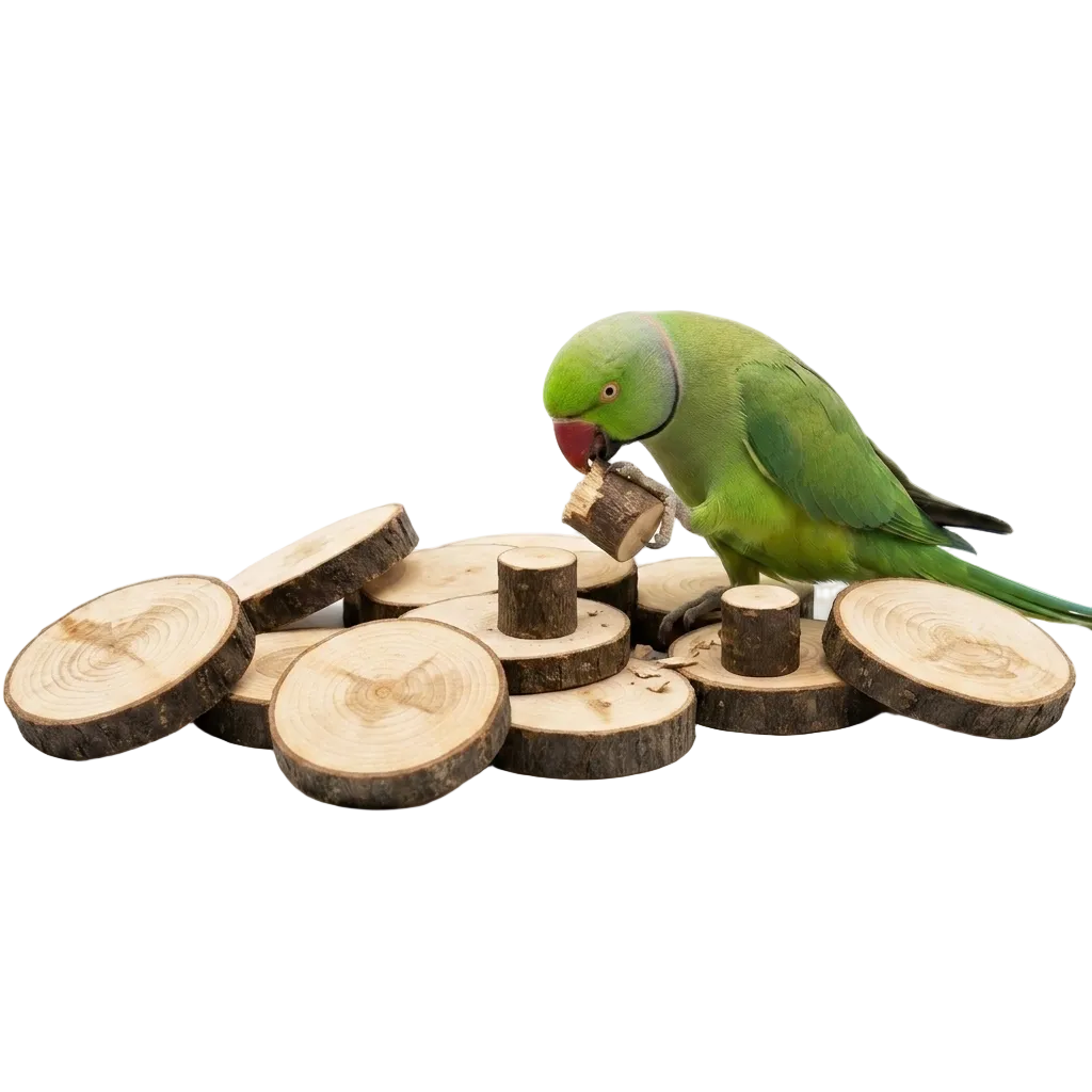 Natural Wood Chew Discs for Parrots & Birds – Organic Shredding & Beak Care Toy