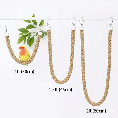 Natural Remp Rope Bird Toy – Flexible Perch & Swing for Parrots & Lovebirds (1ft, 1.5ft, 2ft)