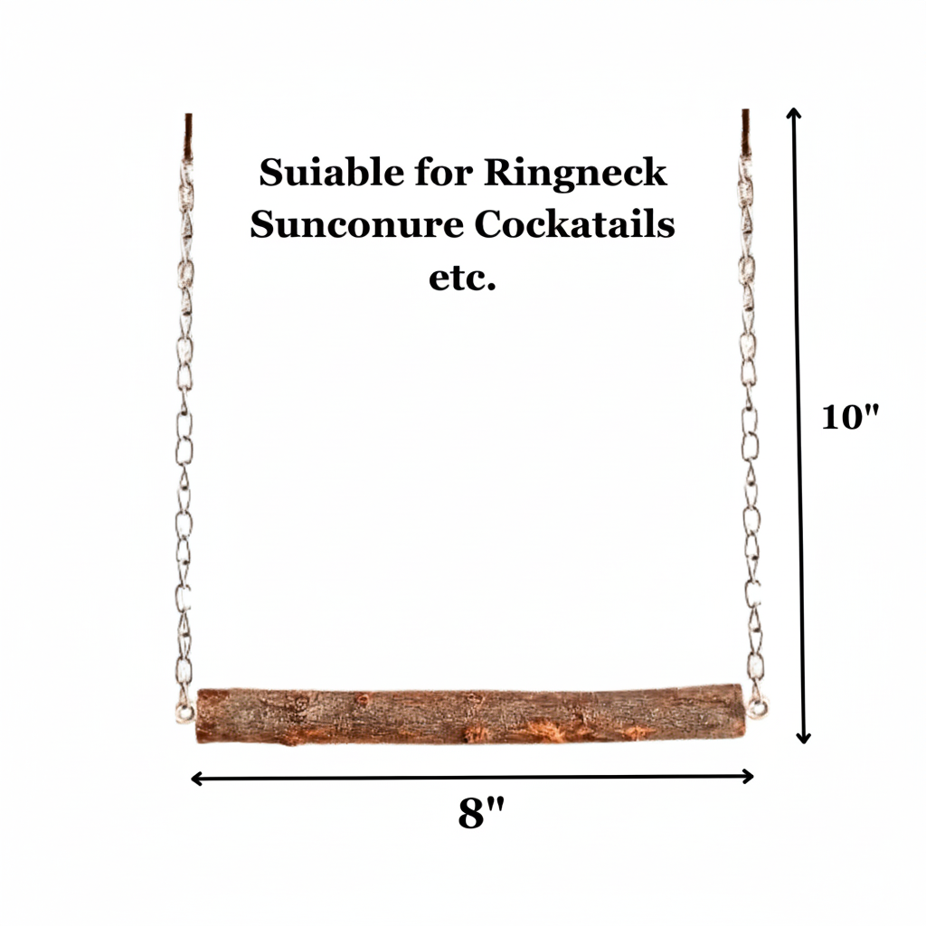 Playful Parrot Perch & Swing - Natural Wooden Toy for Birds