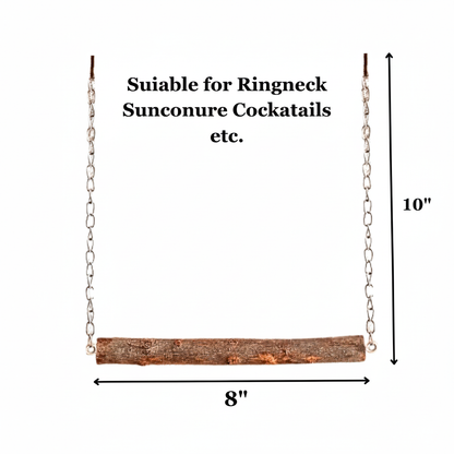 Playful Parrot Perch & Swing - Natural Wooden Toy for Birds