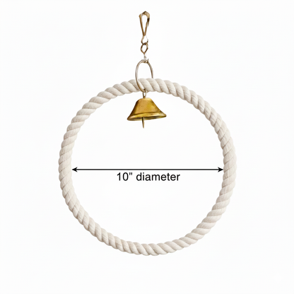 Heavy-Duty Cotton Rope Bird Swing for Large Parrots – Extra Thick 10-Inch Ring Perch Toy