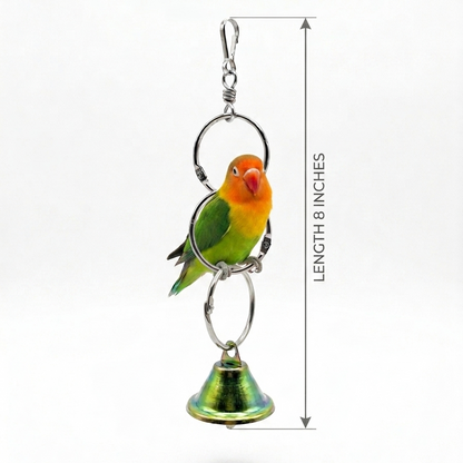 Pack of 2 Interactive Hanging Metal Ring Toy with Bell for Budgies & Parrots