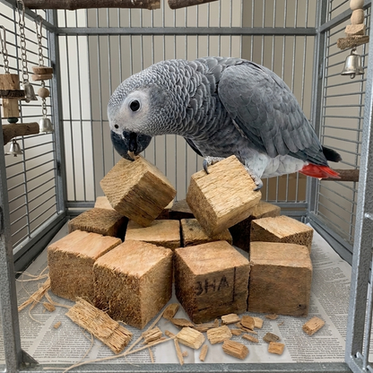 Natural Hardwood Bird Chew Blocks - 1.5 Inch Cubic Shredding Toys for Parrots & Birds