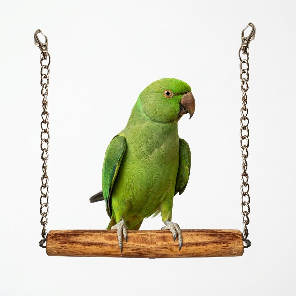 Natural Wood Bird Swing - Durable Hanging Perch for Cockateils & Ringneck Parrots