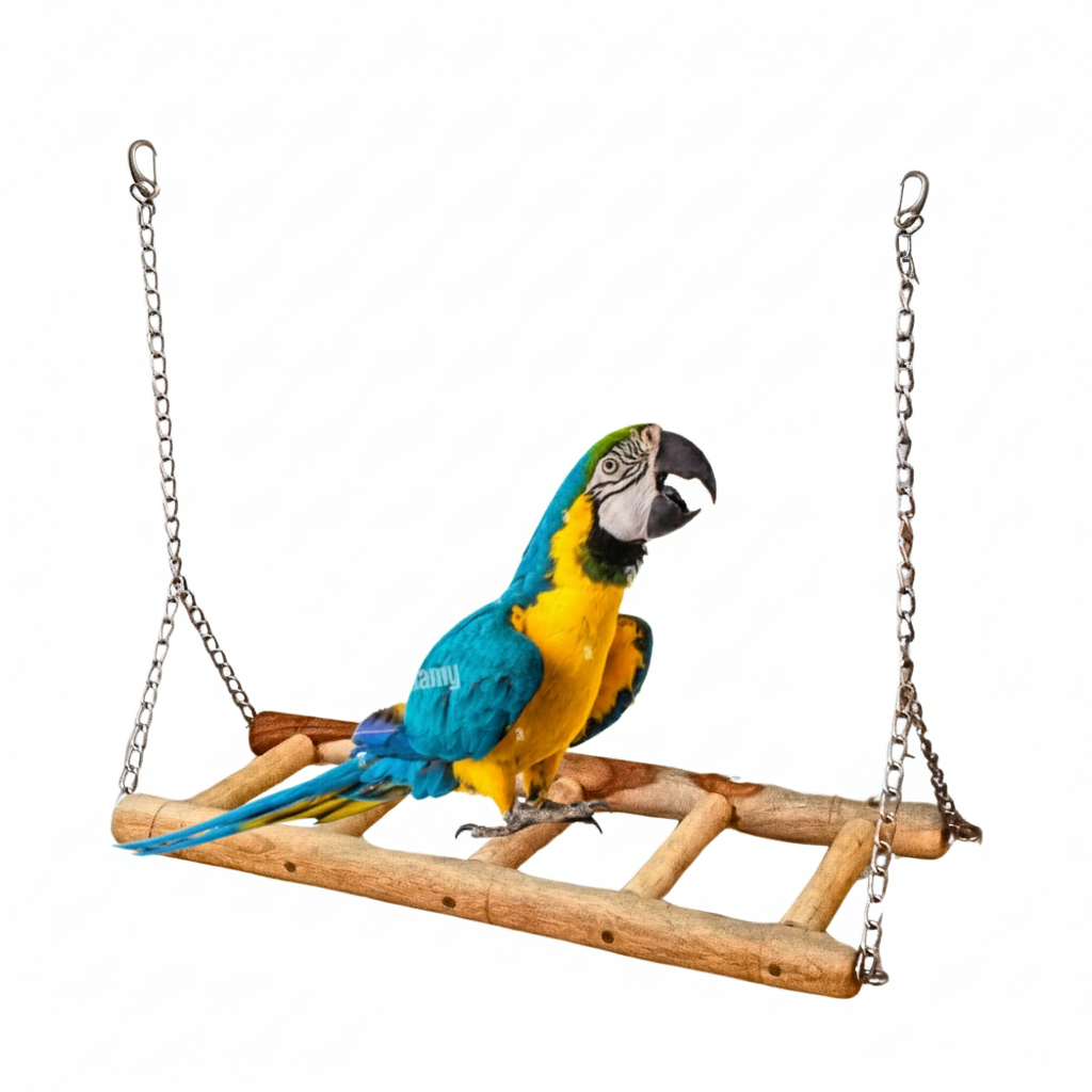 Heavy-Duty Wooden Ladder Swing for Large Parrots