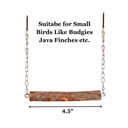 Stress-Relief Natural Wooden Parrot Swing - Non Toxic & Safe Small Bird Toy