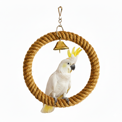 Heavy Duty Ring Toy - Jute Rope Bird Swing Perch for Macaws & Large Parrots