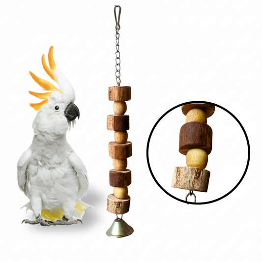 Wooden Bead Chew Toy – Eco-Friendly Beak Trimmer & Boredom Buster for Birds