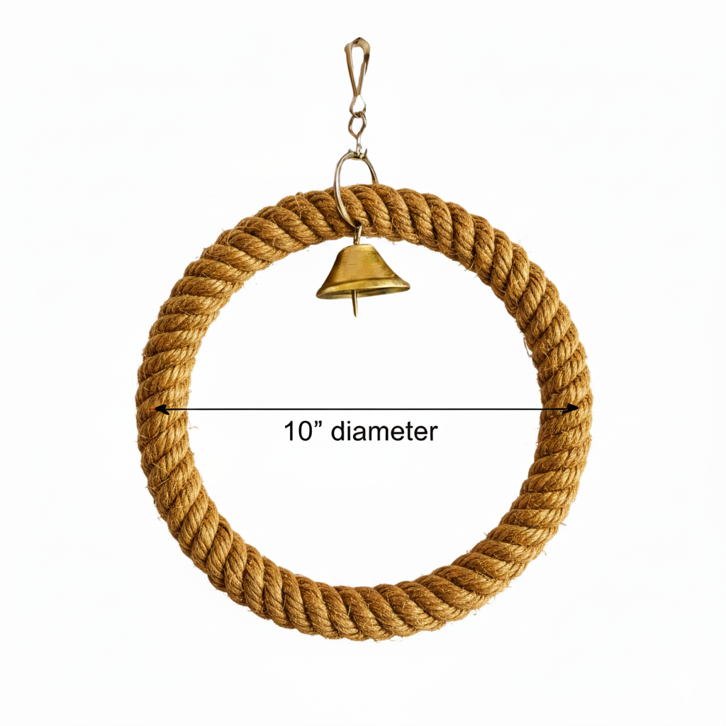 Heavy Duty Ring Toy - Jute Rope Bird Swing Perch for Macaws & Large Parrots