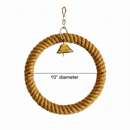 Heavy Duty Ring Toy - Jute Rope Bird Swing Perch for Macaws & Large Parrots