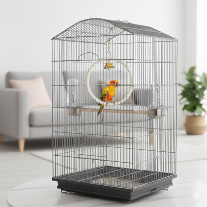 Round Ring Toy with Musical Bell for Cockatiels, Conures, Ringnecks & Similar Parrots