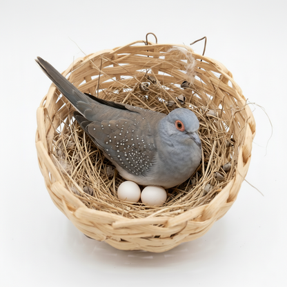 Half Covered Bamboo Nest for Doves & Canaries - Hangable Birds Breeding Basket