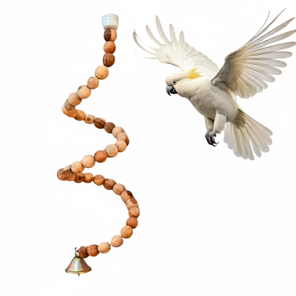 Spiral Wooden Perch for Big Parrots – Natural Wood Climbing Toy for Macaws & Cockatoos