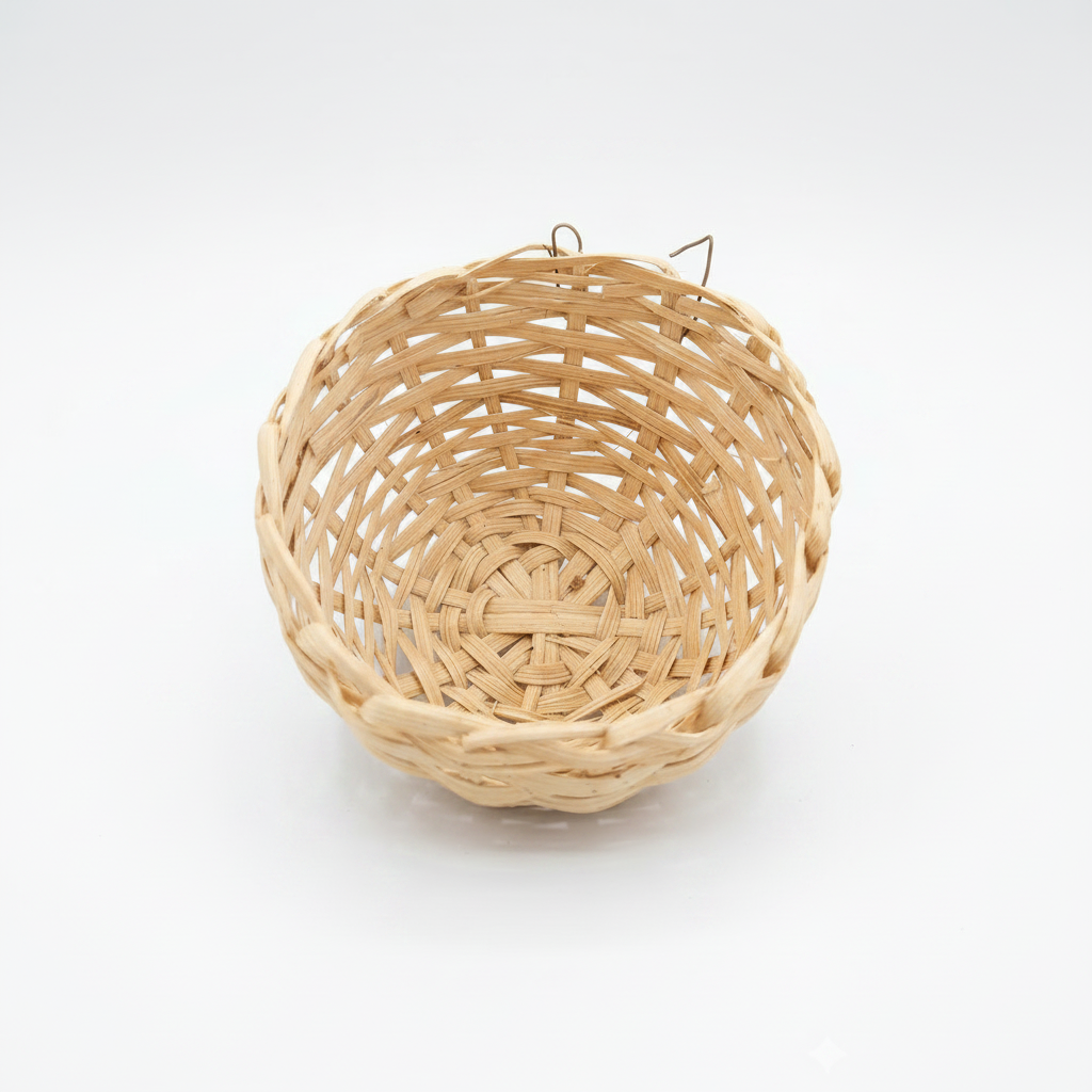 Half Covered Bamboo Nest for Doves & Canaries - Hangable Birds Breeding Basket