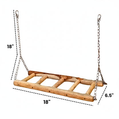 Heavy-Duty Wooden Ladder Swing for Large Parrots