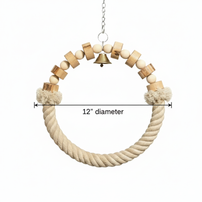 Cotton Rope & Wooden Bird Swing – Comfortable Hanging Perch Toy for Big Parrots