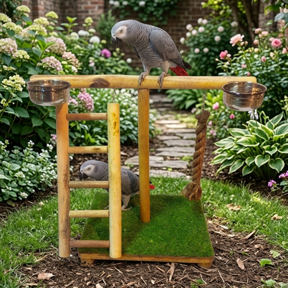 Premium T-Style Bird Play Stand with Activity Enrichment Toys