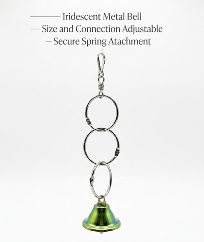 Pack of 2 Interactive Hanging Metal Ring Toy with Bell for Budgies & Parrots