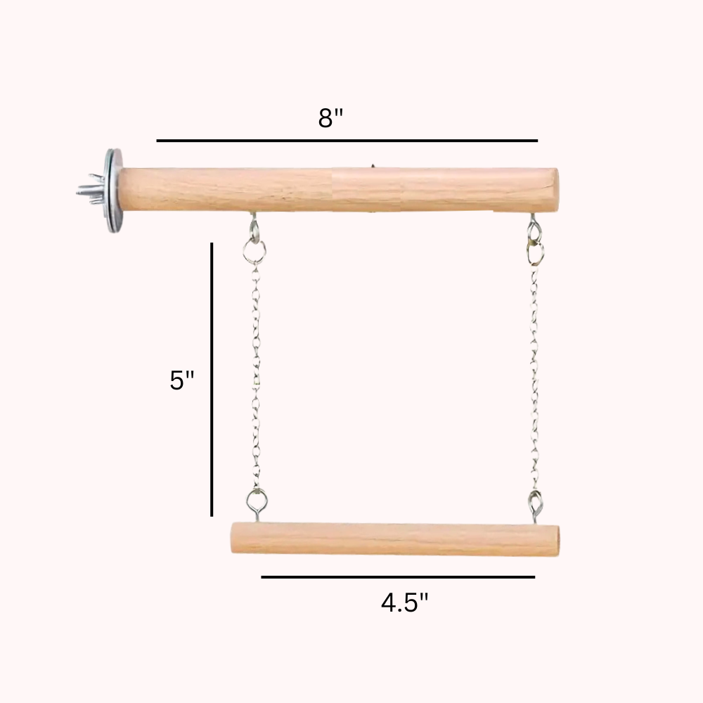 Double Step Wooden Bird Swing – Hanging Perch for Budgies Lovebirds & Small Parrots