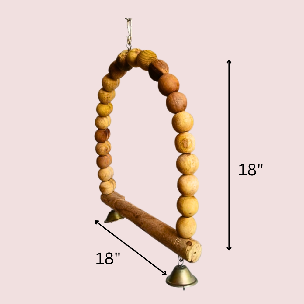 Extra Large D-Shape Wooden Swing Toy Perches for Macaws Cockatoo etc.