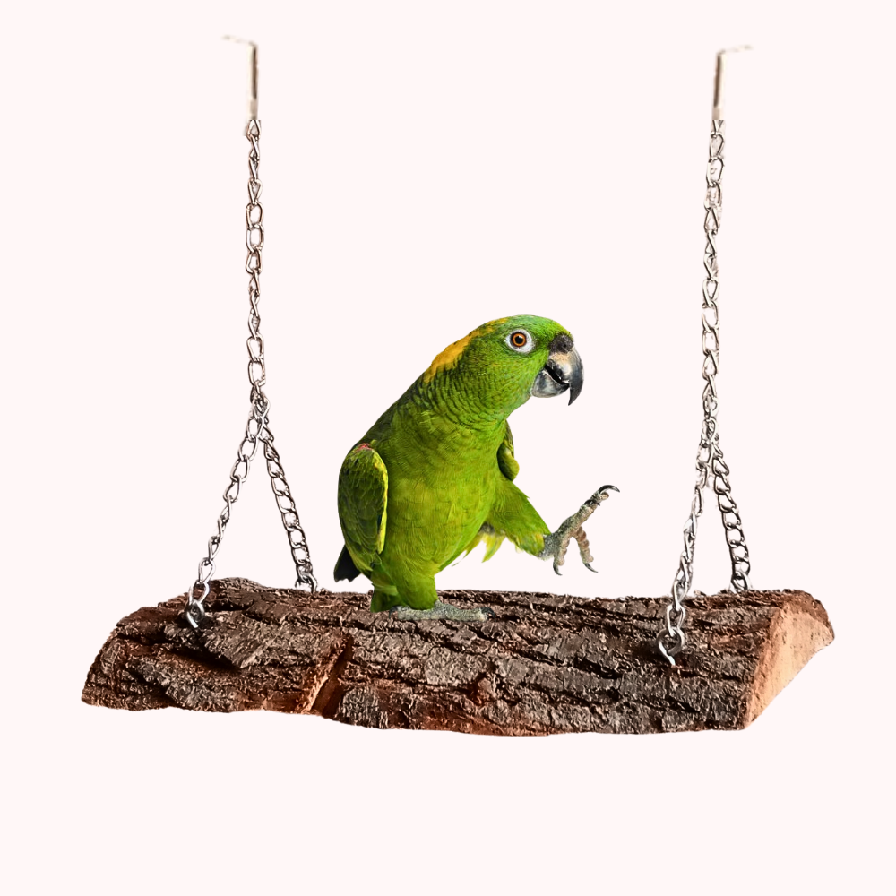 Natural Wooden Bird Toy Perch Hanging Swing