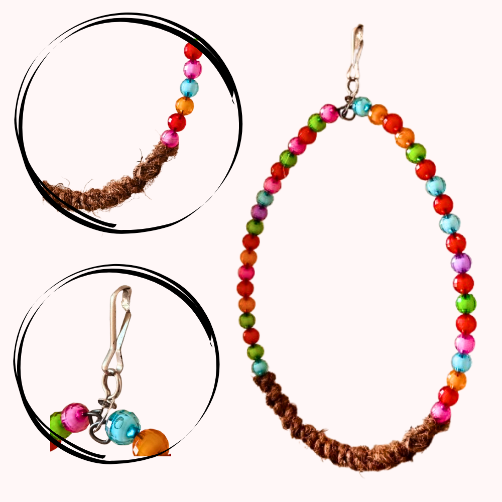 Colorful Beads Oval-Shape Birds Hanging Toy for Small Parrots