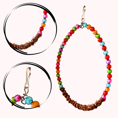 Colorful Beads Oval-Shape Birds Hanging Toy for Small Parrots