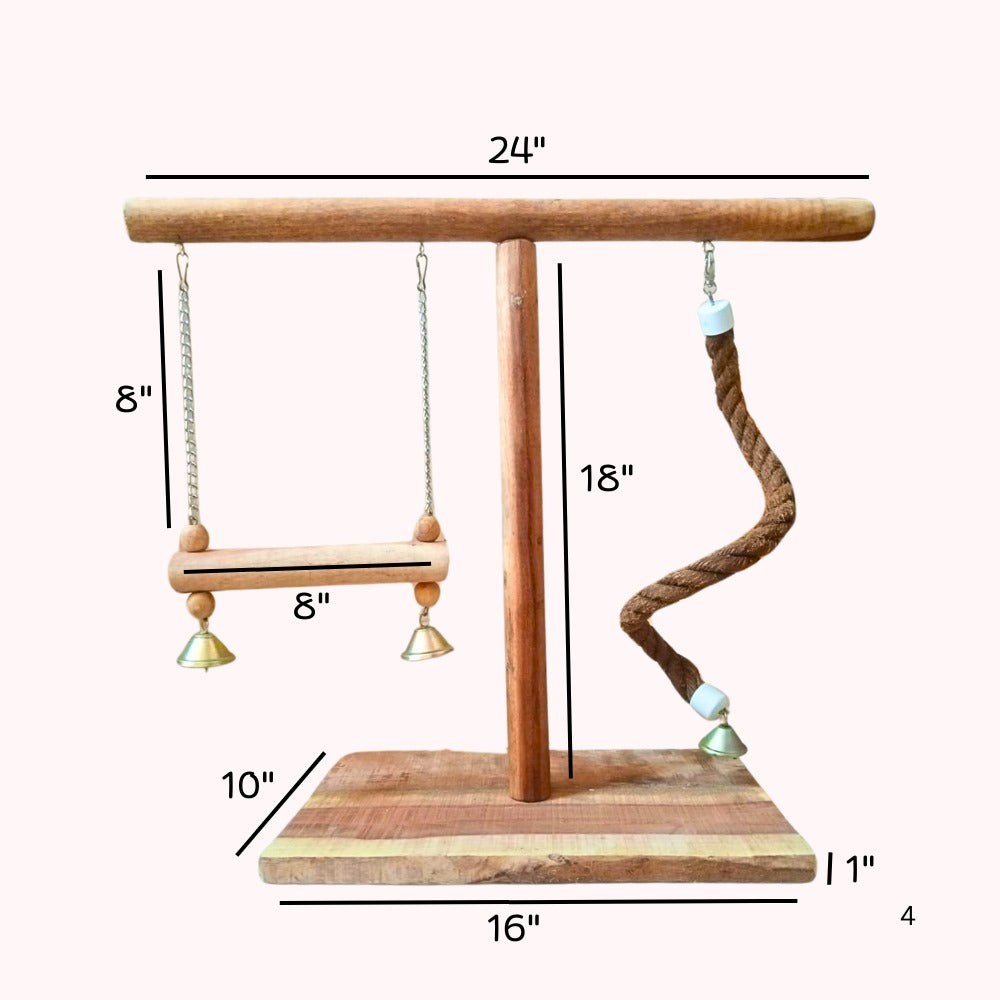 Big Parrot Activity Center – 24" Wide T-Stand with Swings
