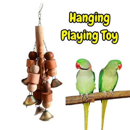 Premium Hanging Playing Toy – 11" Multi-Bell Parrot Toy for Mental Stimulation