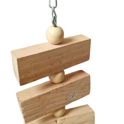 Premium Wooden Blocks Birds Chewable Toy – Compact Hanging Shredder with Bell