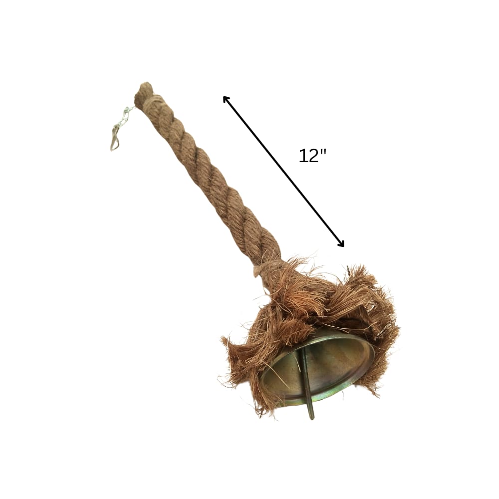 Natural Jute Climbing Rope for Parrots – 12" Hanging Exercise Toy with Jumbo Bell