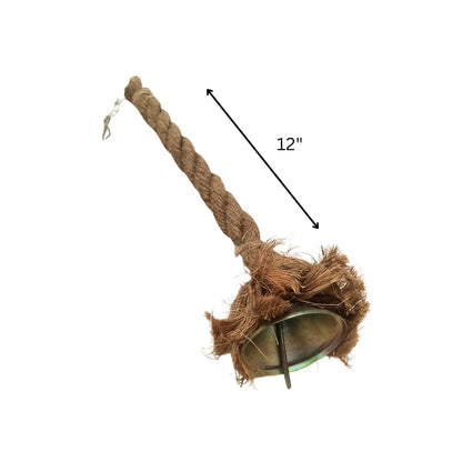 Natural Jute Climbing Rope for Parrots – 12" Hanging Exercise Toy with Jumbo Bell