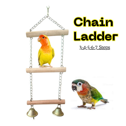Flexible Parrot Climbing Ladder – Durable Wood & Metal Chain Accessory